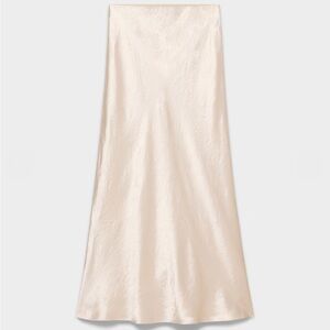 Le Lis Cream Satin Textured Maxi Skirt - S
